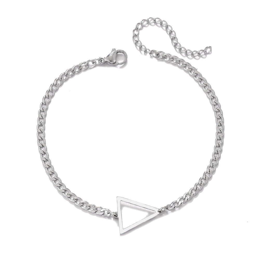 Geometric stainless steel triangle NK chain bracelet men hip hop cross love charm bracelet for women - Image 5