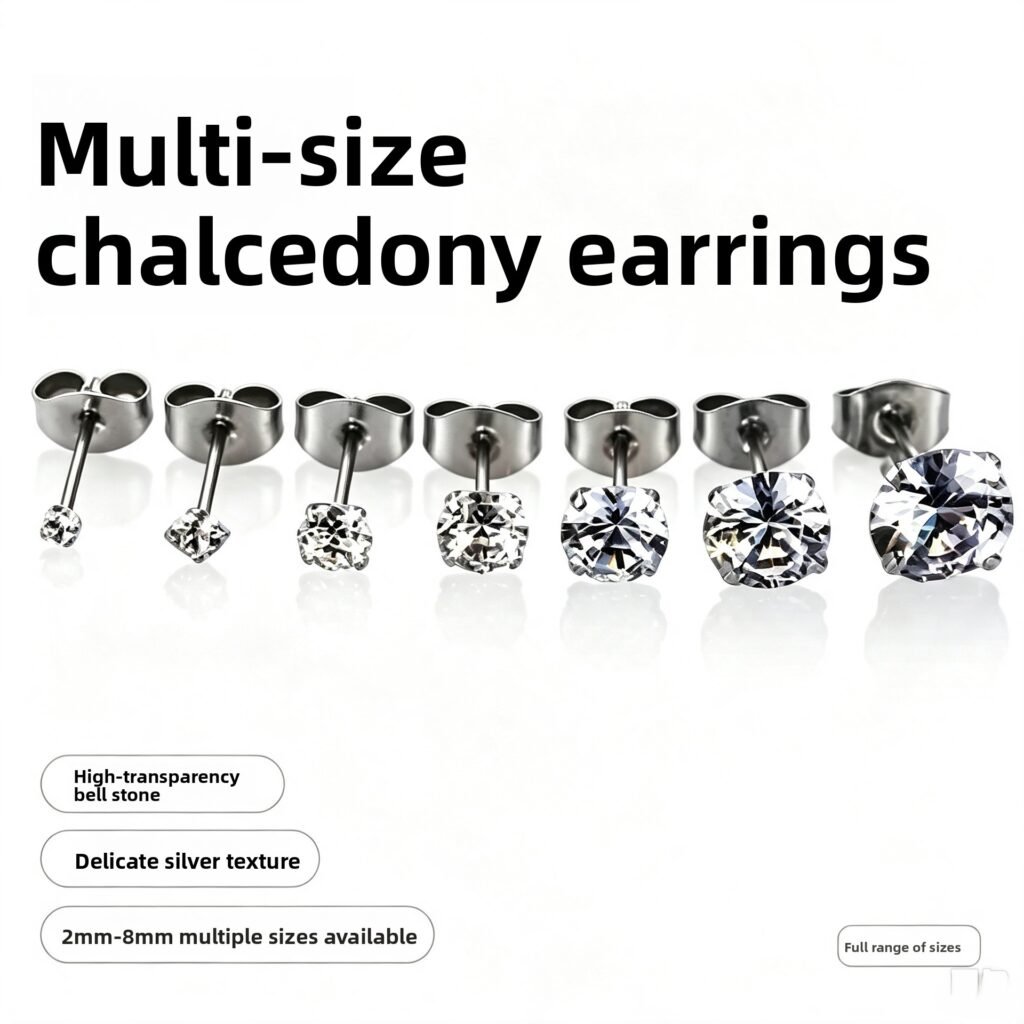 Cubic Zirconia Stainless Steel Ear Studs