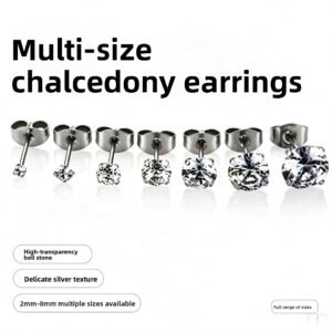 Cubic Zirconia Stainless Steel Ear Studs
