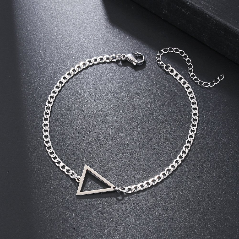 Geometric stainless steel triangle NK chain bracelet men hip hop cross love charm bracelet for women - Image 3